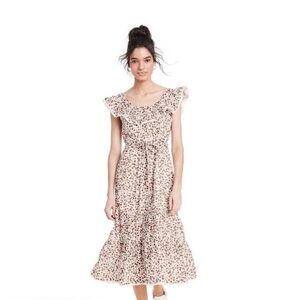 Rixo x Target Floral Brown Sleeveless Midi Dress Cotton Small